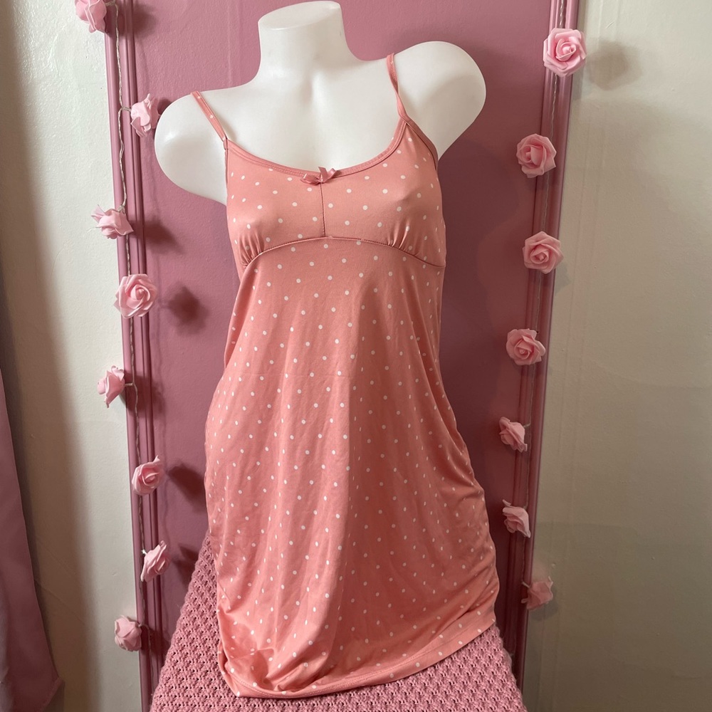 SMALL - lingerie dot white pink sleepwear pajama - jaquette nuisette night dress